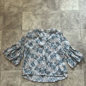 Boutique blouse grey brown blue size small Millibon